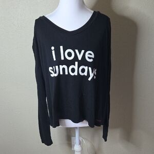 Love Black Long Sleeve Tee with 'I Love Sundays' Print